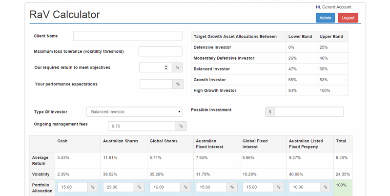 RAV Caculator Website Screenshot